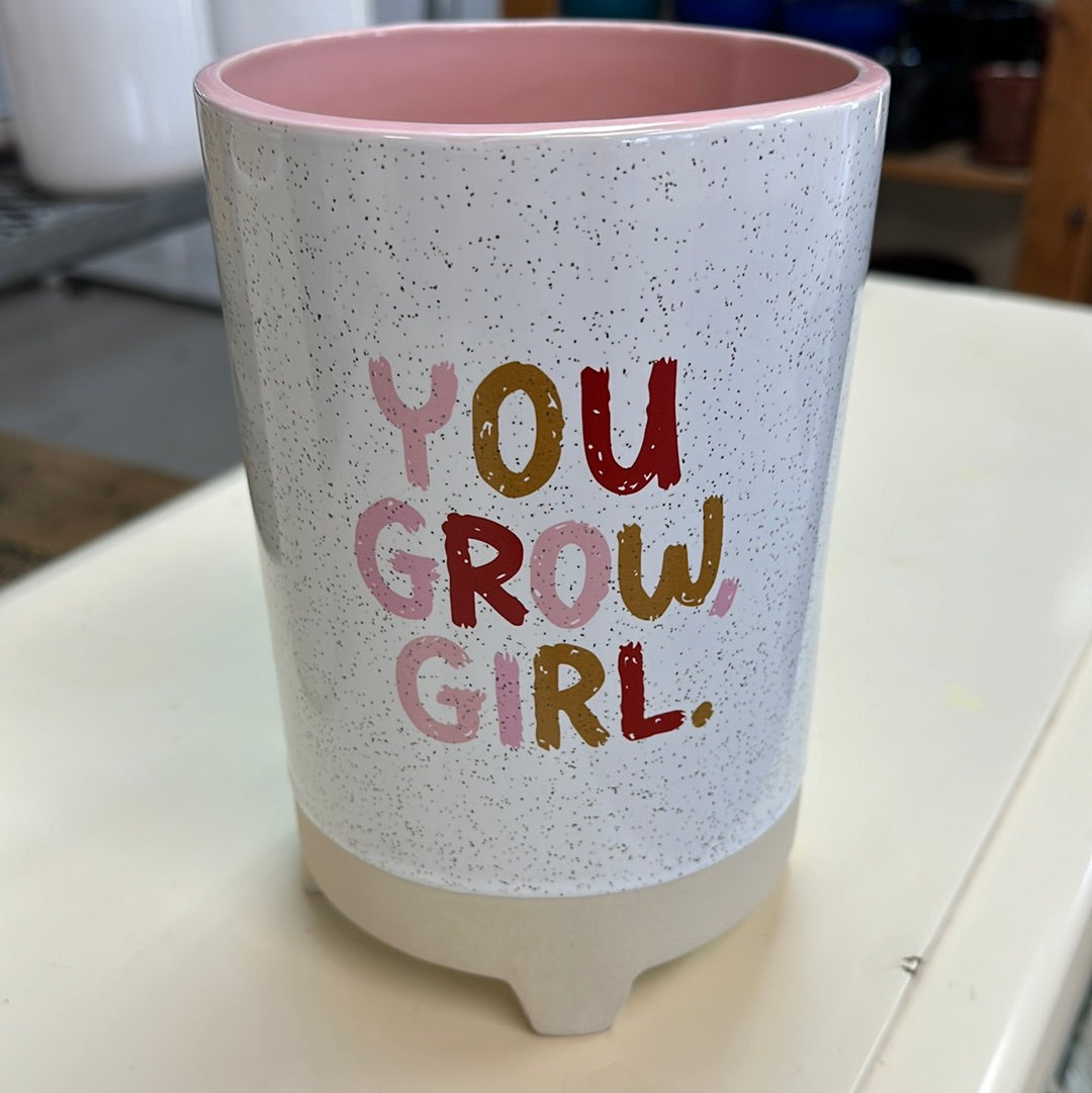 'You Grow Girl"  Pot Filled with spring flowers