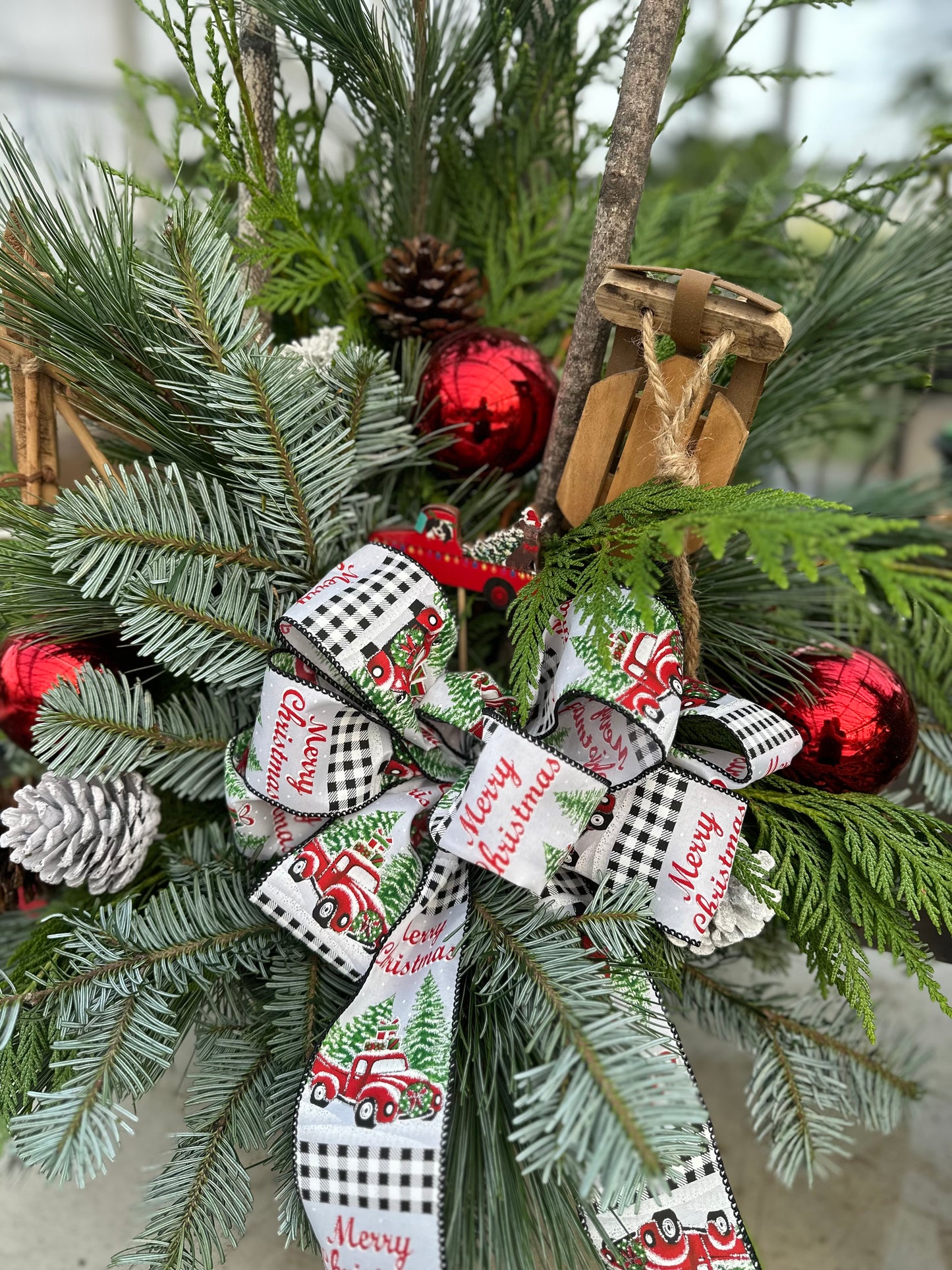 'Winter Holiday' Deluxe Winter Urn Arrangement