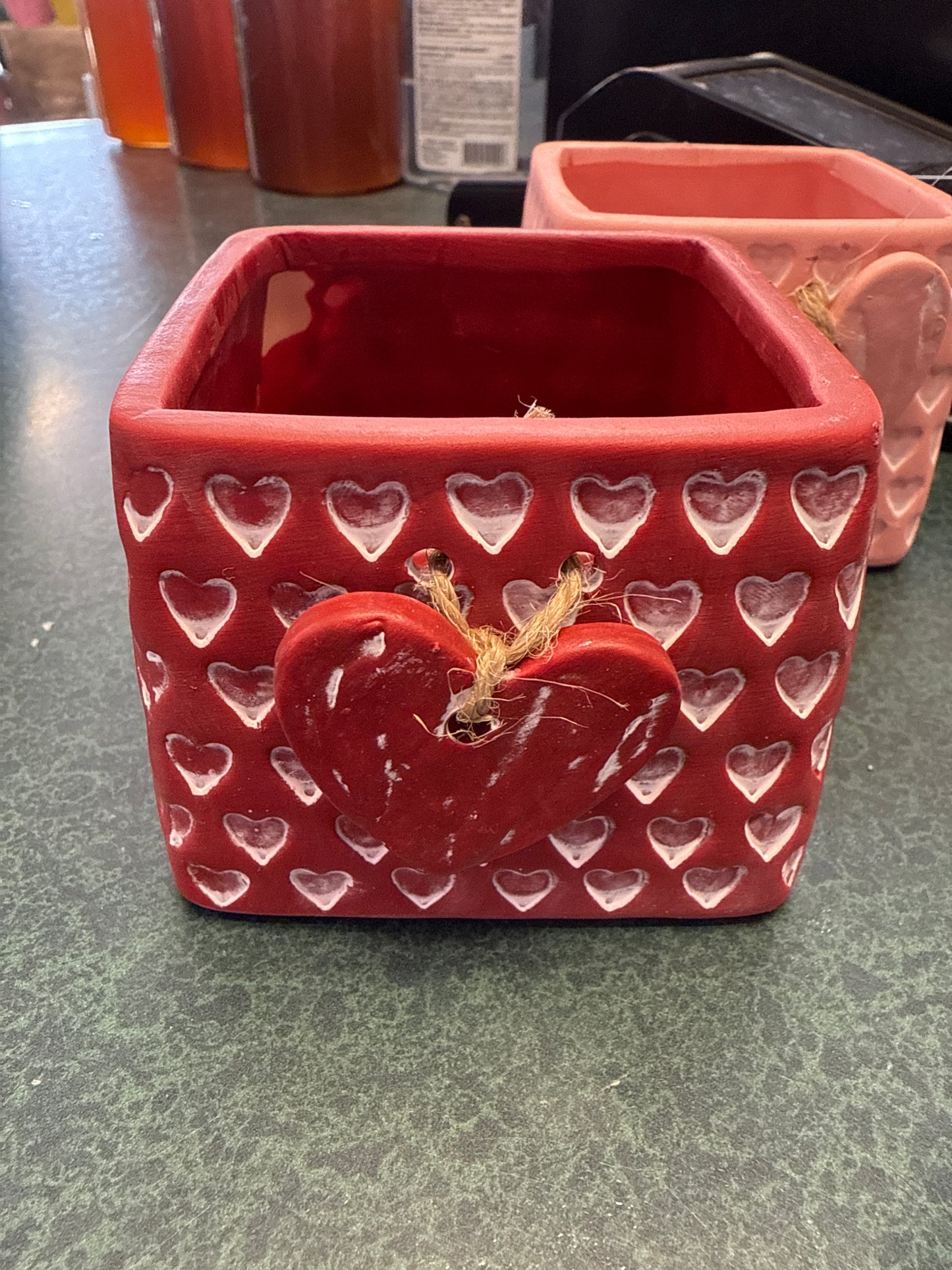 2.5" Ceramic Box with Hearts