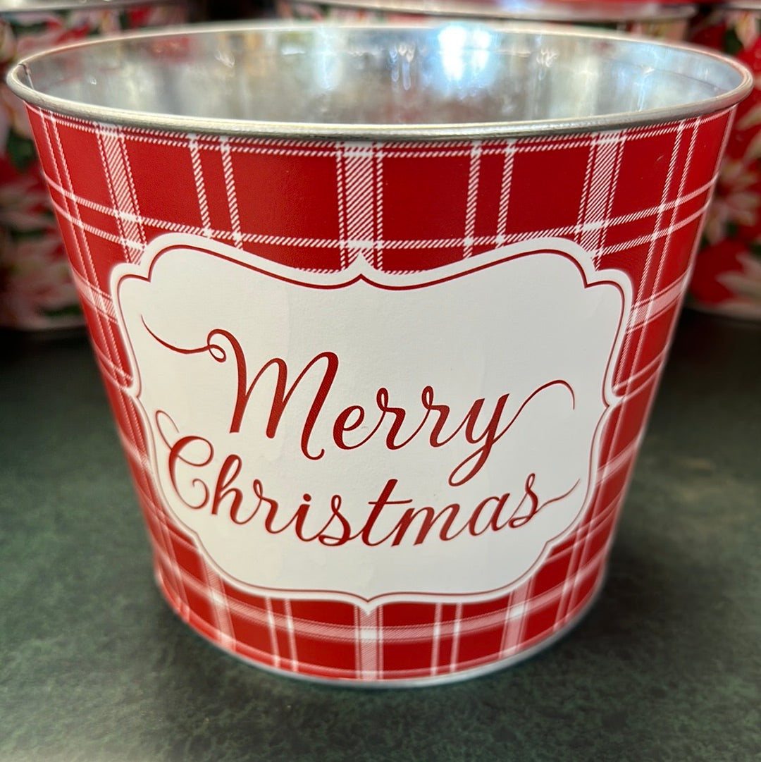 6" Metal Pot 'Merry Plaid'