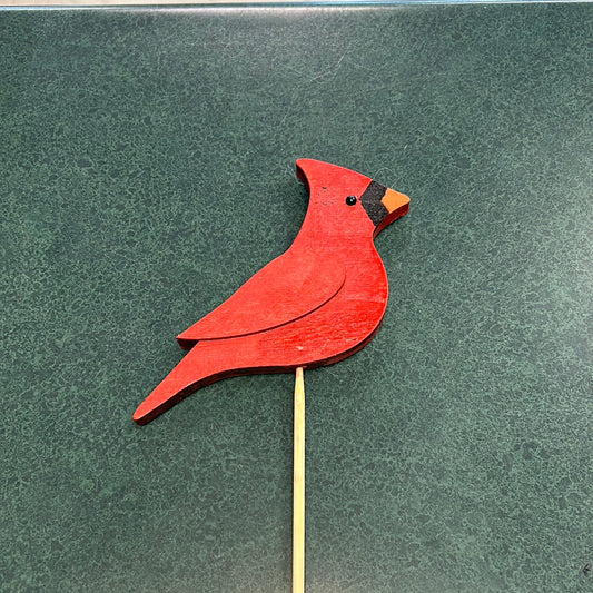 Wooden Cardinal on a stick