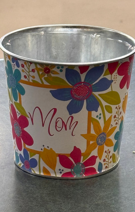 Mom's Flower Metal Pot