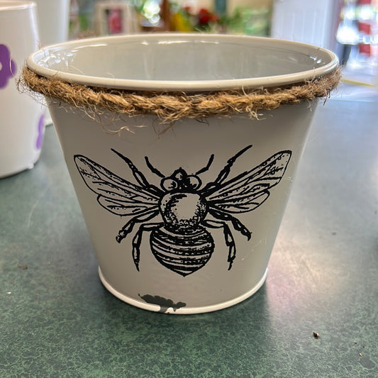 4” Metal Pot with Bee Design