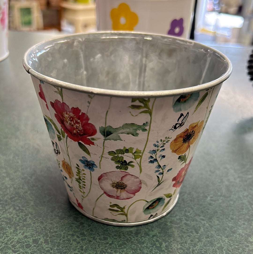 4” Metal Pot with Wild Flower Design